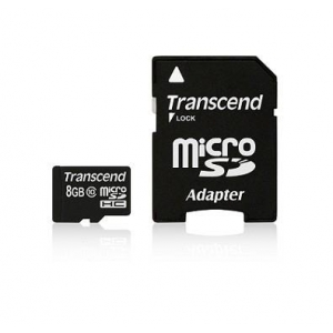 MEMORY MICRO SDHC 8GB W/ADAPT/CLASS10 TS8GUSDHC10 TRANSCEND