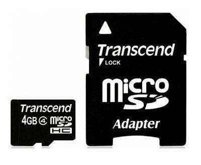 MEMORY MICRO SDHC 4GB W/ADAPT/CLASS4 TS4GUSDHC4 TRANSCEND