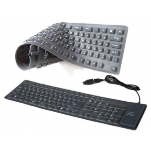 KEYBOARD FLEXIBLE USB/PS2 ENG/BLACK KB-109F-B GEMBIRD