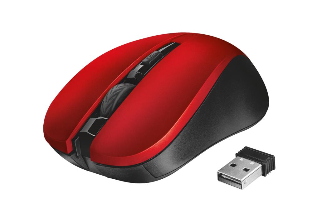 MOUSE USB OPTICAL WRL MYDO/SILENT RED 21871 TRUST