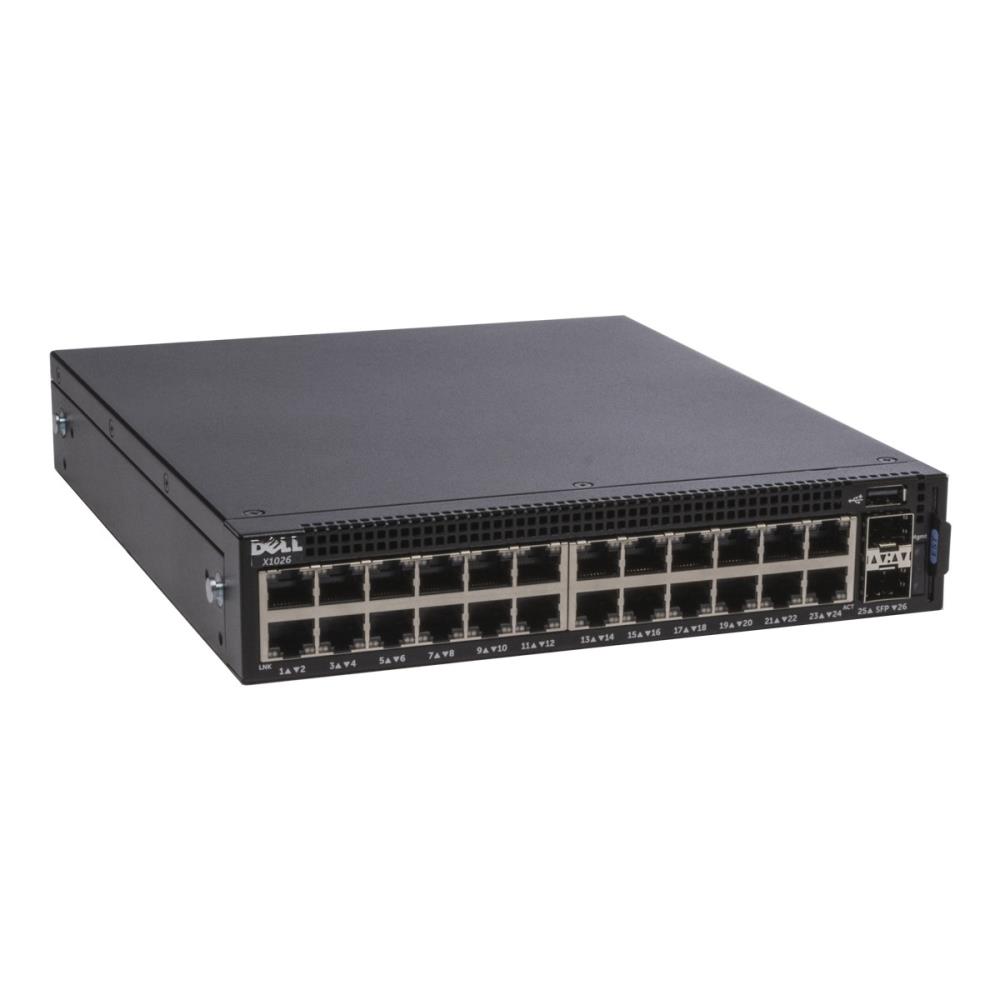 Switch | DELL | X1026 | Type L2+ | Rack 1U | 24x10Base-T / 100Base-TX / 1000Base-T | 2xSFP | 1xUSB 2.0 | 1xConsole | 210-AEIM