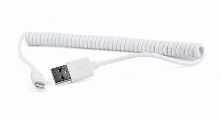 CABLE LIGHTNING TO USB2 1.5M/SPIRAL CC-LMAM-1.5M-W GEMBIRD