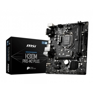 Mainboard | MSI | Intel H310 Express | LGA1151 | MicroATX | 2xPCI-Express 2.0 1x | 1xPCI-Express 3.0 16x | 1xM.2 | Memory DDR4 | Memory slots 2 | 1x15pin D-sub | 1xDVI | 1xHDMI | 2xUSB 2.0 | 2xUSB 3.1 | 1xPS/2 | 1xRJ45 | 3xAudio port | H310MPRO-M2PLU
