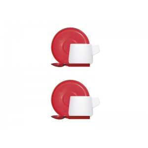 ViceVersa Set 2 Coffee Cups with Spoons red 12331