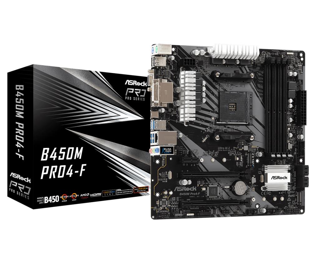 Mainboard | ASROCK | AMD B450 | SAM4 | MicroATX | 1xPCI-Express 2.0 1x | 1xPCI-Express 2.0 16x | 1xPCI-Express 3.0 16x | 2xM.2 | Memory DDR4 | Memory slots 4 | 1x15pin D-sub | 1xDVI | 1xHDMI | 2xUSB 2.0 | 4xUSB 3.1 | 1xUSB type C | 2xPS/2 | 1xRJ45 | 