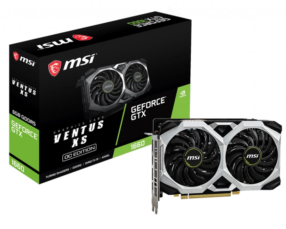 Graphics Card | MSI | NVIDIA GeForce GTX 1660 | 6 GB | 192 bit | PCIE 3.0 16x | GDDR5 | GPU 1830 MHz | Dual Slot Fansink | 1xHDMI | 3xDisplayPort | GTX1660VENTUSXS6GOC