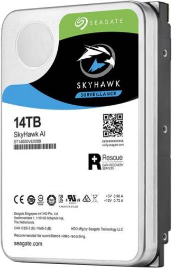 HDD|SEAGATE|SkyHawk|14TB|SATA 3.0|256 MB|7200 rpm|3,5"|ST14000VE0008