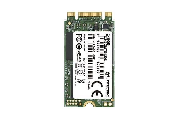 SSD|TRANSCEND|420S|240GB|M.2|SATA 3.0|TLC|Write speed 480 MBytes/sec|Read speed 520 MBytes/sec|MTBF 1000000 hours|TS240GMTS420S