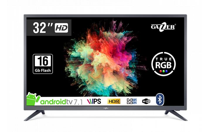 TV Set|GAZER|Smart|32"|1366x768|Wireless LAN|Bluetooth|Android|Colour Graphite|TV32-HS2G
