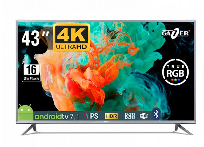 TV Set|GAZER|4K/Smart|43"|3840x2160|Wireless LAN|Bluetooth|Android|Colour Graphite|TV43-US2G