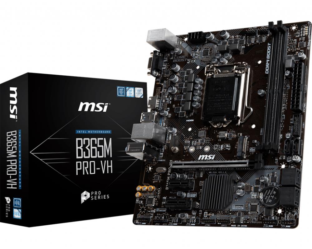 Mainboard|MSI|Intel B365 Express|LGA1151|MicroATX|2xPCI-Express 3.0 1x|1xPCI-Express 3.0 16x|1xM.2|Memory DDR4|Memory slots 2|1x15pin D-sub|1xHDMI|2xUSB 2.0|4xUSB 3.1|1xPS/2|1xRJ45|3xAudio port|B365MPRO-VH