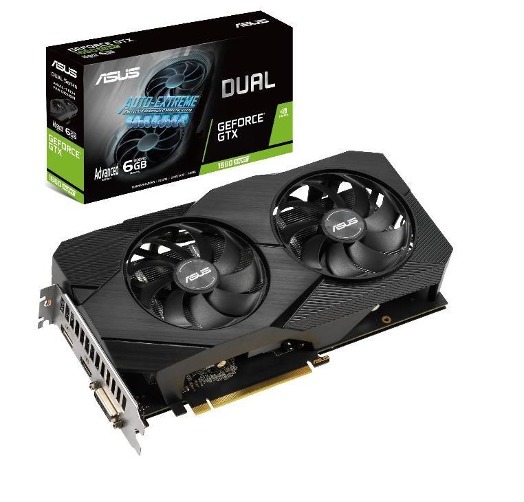 Graphics Card|ASUS|NVIDIA GeForce GTX 1660 SUPER|6 GB|192 bit|PCIE 3.0 16x|GDDR6|Memory 14002 MHz|GPU 1530 MHz|Dual Slot Fansink|1xDVI|1xHDMI|1xDisplayPort|DUAL-GTX1660S-A6G-EVO