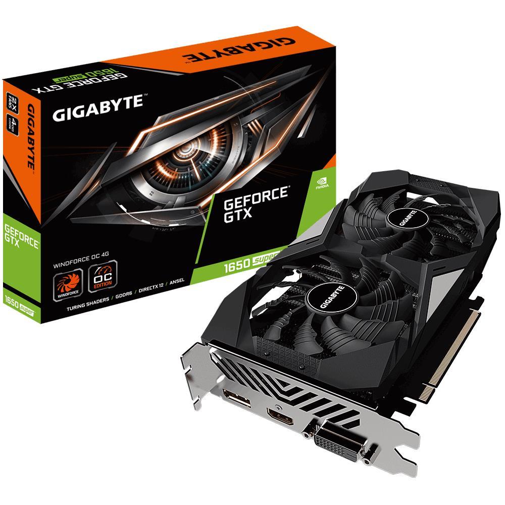 Graphics Card|GIGABYTE|NVIDIA GeForce GTX 1650 SUPER|4 GB|128 bit|PCIE 3.0 16x|GDDR6|Memory 12000 MHz|GPU 1755 MHz|Dual Slot Fansink|1xDVI|1xHDMI|1xDisplayPort|GV-N165SWF2OC-4GD