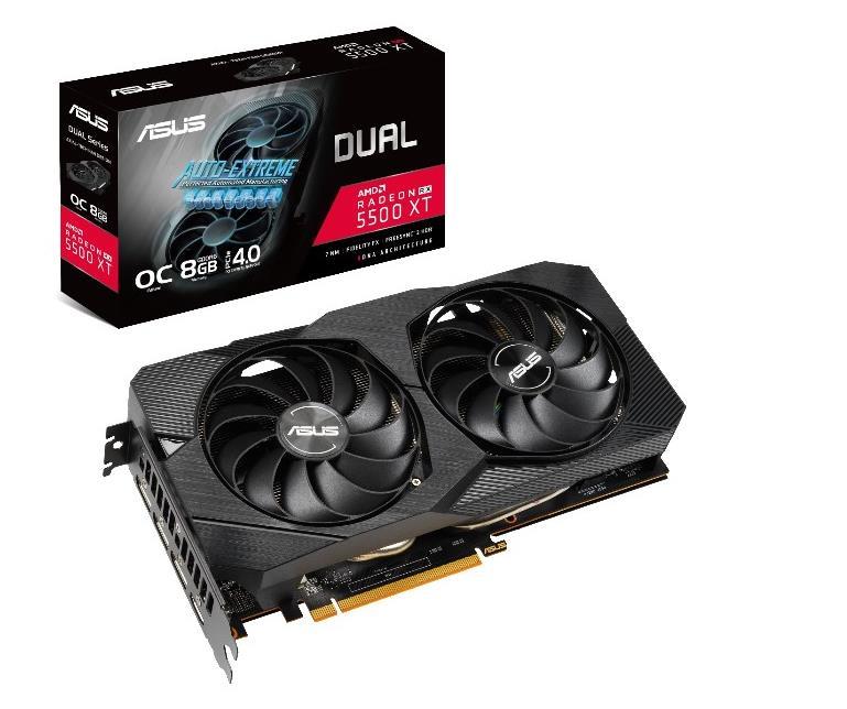 Graphics Card|ASUS|AMD Radeon RX 5500 XT|8 GB|128 bit|PCIE 4.0 16x|GDDR6|Dual Slot Fansink|1xHDMI|3xDisplayPort|DUAL-RX5500XT-O8G-EVO