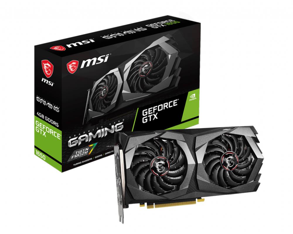 Graphics Card|MSI|NVIDIA GeForce GTX 1650|4 GB|128 bit|PCIE 3.0 16x|GDDR5|Dual Slot Fansink|1xHDMI|2xDisplayPort|GTX1650GAMING4G