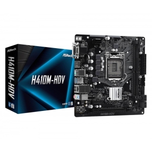 Mainboard|ASROCK|Intel H410 Express|LGA1200|MicroATX|1xPCI-Express 3.0 1x|1xPCI-Express 3.0 16x|Memory DDR4|Memory slots 2|1x15pin D-sub|1xDVI|1xHDMI|2xAudio-In|1xAudio-Out|4xUSB 2.0|2xUSB 3.2|1xPS/2|1xRJ45|H410M-HDV