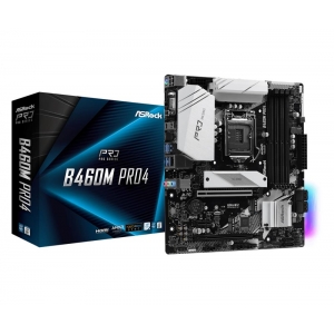 Mainboard|ASROCK|Intel B460 Express|LGA1200|MicroATX|1xPCI-Express 3.0 1x|2xPCI-Express 3.0 16x|3xM.2|Memory RDRAM|Memory slots 4|1x15pin D-sub|1xHDMI|1xDisplayPort|1xAudio-In|2xAudio-Out|2xUSB 2.0|1xUSB type C|4xUSB 3.2|1xPS/2|1xRJ45|B460MPRO4