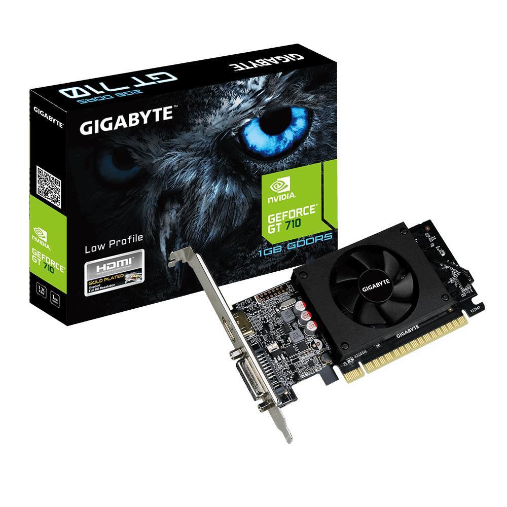 Graphics Card|GIGABYTE|NVIDIA GeForce GT 710|1 GB|64 bit|PCIE 2.0 8x|GDDR5|Memory 4200 MHz|GPU 954 MHz|Single Slot Fansink|1xDVI|1xHDMI|GV-N710D5-1GLV2