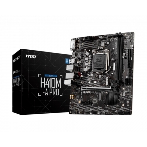 Mainboard|MSI|Intel H410 Express|LGA1200|MicroATX|1xPCI-Express 3.0 1x|1xPCI-Express 3.0 16x|1xM.2|Memory DDR4|Memory slots 2|1xDVI|1xHDMI|4xUSB 2.0|2xUSB 3.2|1xPS/2|1xRJ45|3xAudio port|H410M-APRO