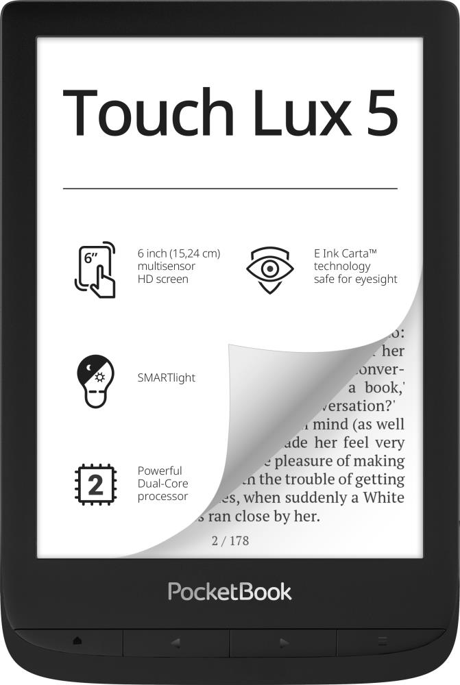 E-Reader|POCKETBOOK|Touch Lux 5|6"|1024x758|1xMicro-USB|Micro SD|Wireless LAN|Black|PB628-P-WW