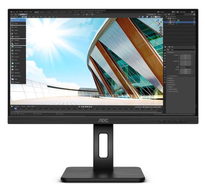 LCD Monitor|AOC|24P2C|23.8"|Business|Panel IPS|1920x1080|16:9|75Hz|4 ms|Speakers|Swivel|Pivot|Height adjustable|Tilt|Colour Black|24P2C