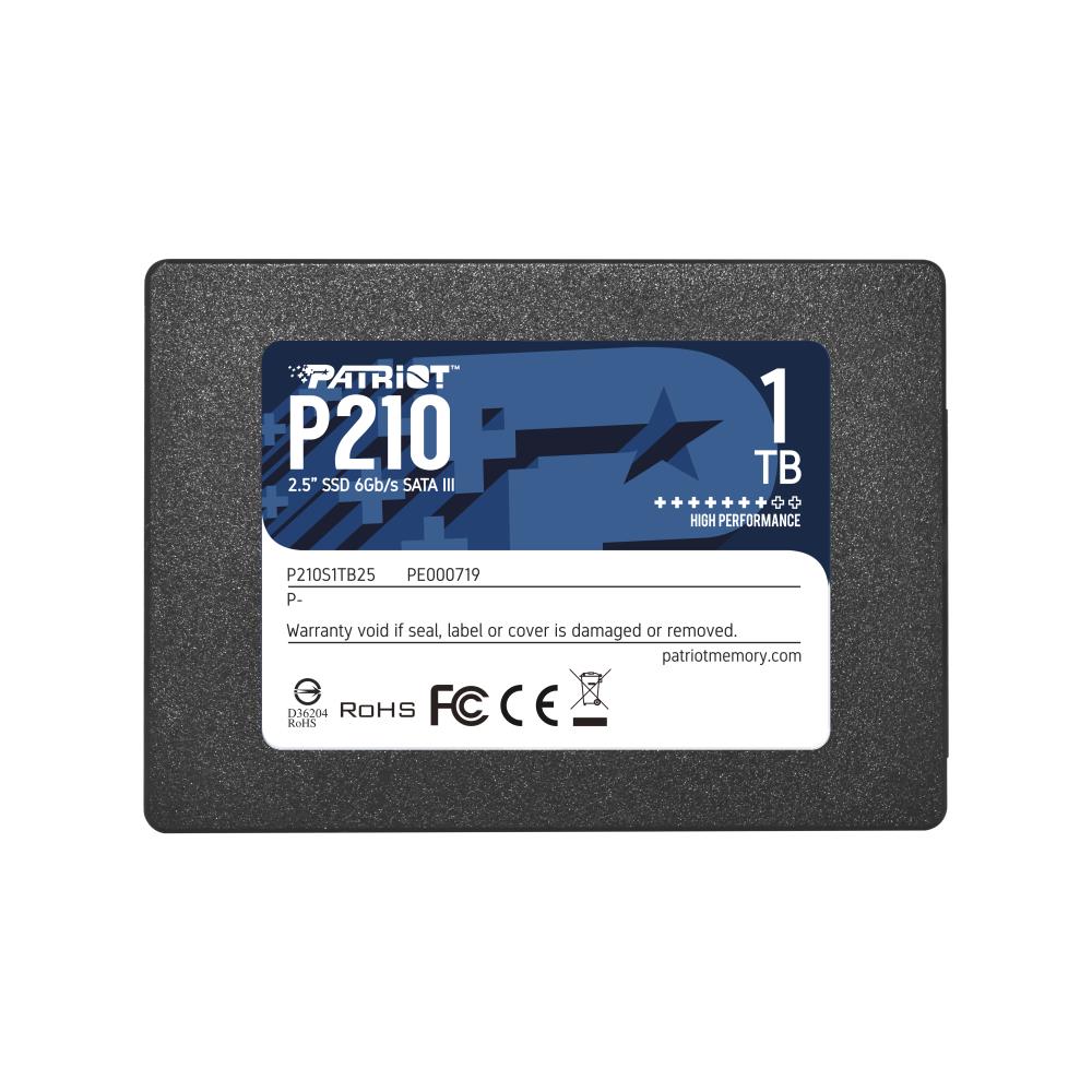 SSD|PATRIOT|P210|1TB|SATA 3.0|Write speed 430 MBytes/sec|Read speed 520 MBytes/sec|2,5"|P210S1TB25