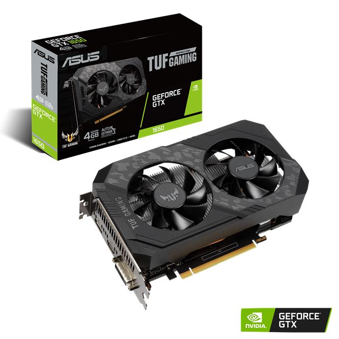 Graphics Card|ASUS|NVIDIA GeForce GTX 1650|4 GB|128 bit|PCIE 3.0 16x|GDDR6|GPU 1410 MHz|Dual Slot Fansink|1xDVI|1xHDMI|1xDisplayPort|TUF-GTX1650-4GD6-GAMING