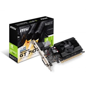 Graphics Card|MSI|NVIDIA GeForce GT 710|2 GB|64 bit|PCIE 2.0 16x|GDDR3|Memory 1600 MHz|GPU 954 MHz|Single Slot Fansink|1x15pin D-sub|1xDVI|1xHDMI|GT7102GD3LP
