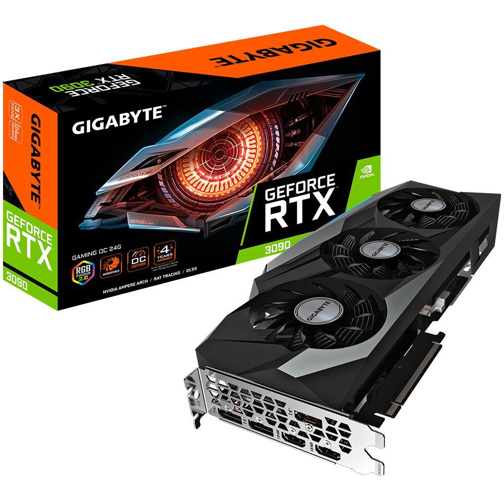 Graphics Card|GIGABYTE|NVIDIA GeForce RTX 3090|24 GB|384 bit|PCIE 4.0 16x|GDDR6X|Memory 19500 MHz|GPU 1755 MHz|2xHDMI|3xDisplayPort|GV-N3090GAMINGOC-24GD