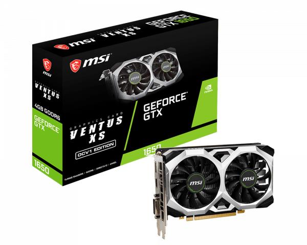 Graphics Card|MSI|NVIDIA GeForce GTX 1650|4 GB|128 bit|PCIE 3.0 16x|GDDR6|1xDVI|1xHDMI|1xDisplayPort|GTX1650D6VENTUSXSOCV1