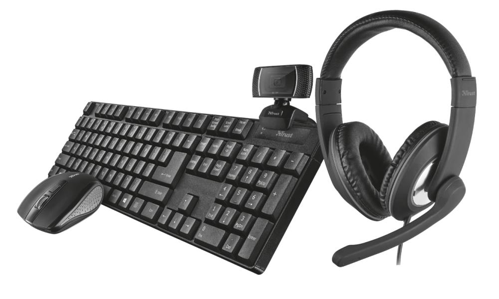 KEYBOARD +MOUSE OPT.+HEADSET/OFFICE BUNDLE 4IN1 24040 TRUST