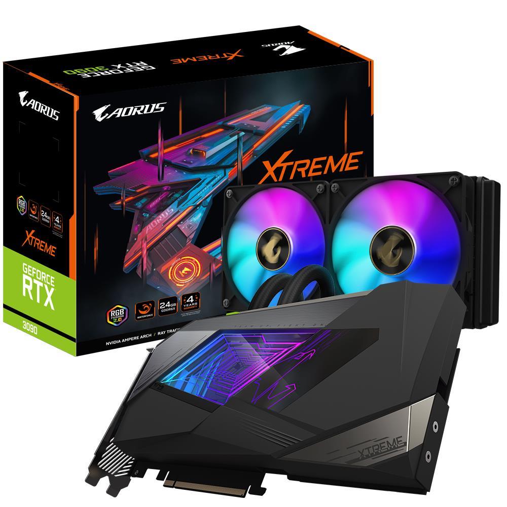 Graphics Card|GIGABYTE|NVIDIA GeForce RTX 3090|24 GB|384 bit|PCIE 4.0 16x|GDDR6X|Memory 19500 MHz|GPU 1785 MHz|3xHDMI|3xDisplayPort|GV-N3090AORUSXW-24GD