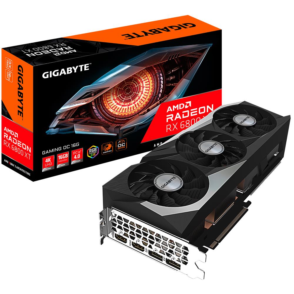 Graphics Card|GIGABYTE|AMD Radeon RX 6800 XT|16 GB|256 bit|PCIE 4.0 16x|GDDR6|Memory 16000 MHz|Dual Slot Fansink|2xHDMI|2xDisplayPort|GV-R68XTGAMINGOC-16GD