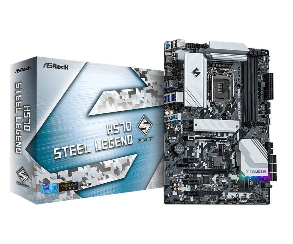 Mainboard|ASROCK|Intel H570|LGA1200|ATX|3xPCI-Express 3.0 1x|1xPCI-Express 3.0 16x|1xPCI-Express 4.0 16x|3xM.2|Memory DDR4|Memory slots 4|1xHDMI|1xDisplayPort|2xAudio-In|1xAudio-Out|2xUSB 2.0|1xUSB type C|3xUSB 3.2|1xPS/2|1xRJ45|H570STEELLEGEND