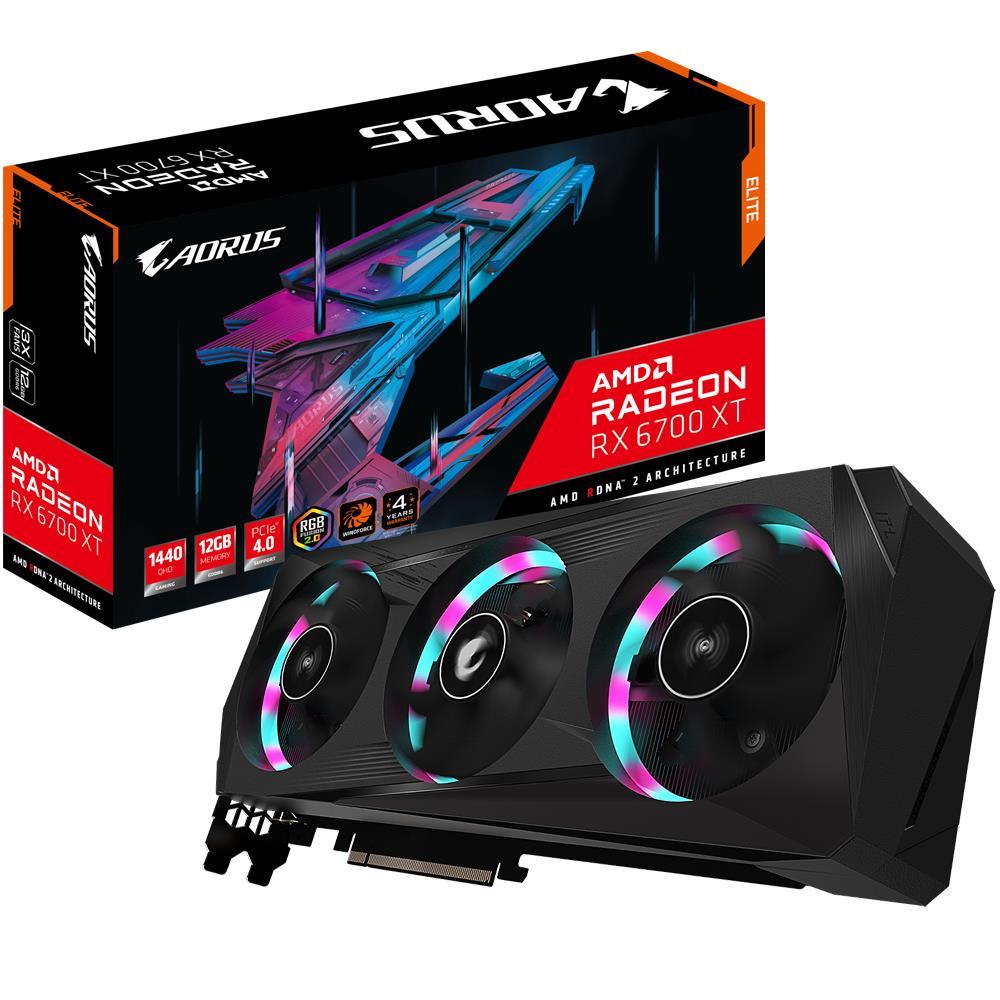 Graphics Card|GIGABYTE|AMD Radeon RX 6700 XT|12 GB|PCIE 4.0 16x|GDDR6|Memory 16000 MHz|GPU 2548 MHz|2xHDMI|2xDisplayPort|GV-R67XTAORUSE-12GD