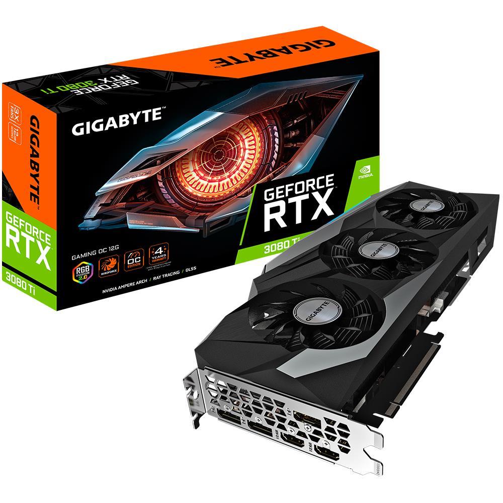 Graphics Card|GIGABYTE|NVIDIA GeForce RTX 3080 Ti|12 GB|384 bit|PCIE 4.0 16x|GDDR6X|Memory 19000 MHz|GPU 1710 MHz|Triple slot Fansink|2xHDMI|3xDisplayPort|GV-N308TGAMINGOC-12GD