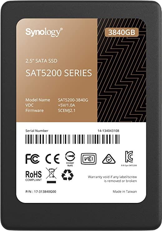 SSD|SYNOLOGY|SAT5200|3.84TB|SATA 3.0|Write speed 500 MBytes/sec|Read speed 530 MBytes/sec|2,5"|TBW 9.162 TB|MTBF 1500000 hours|SAT5200-3840G