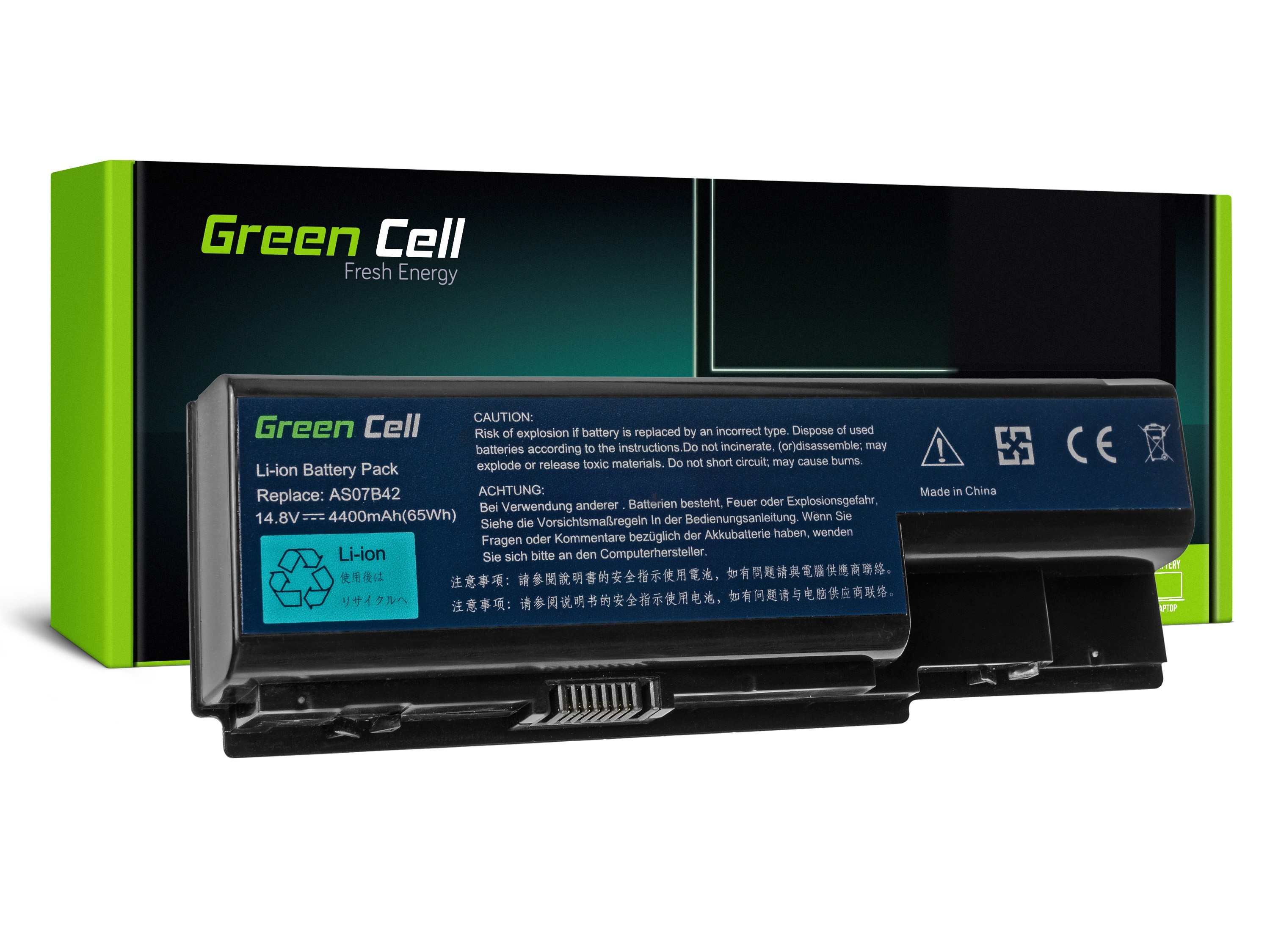 Green Cell Battery for Acer Aspire 5520 AS07B31 AS07B32 / 14,4V 4400mAh