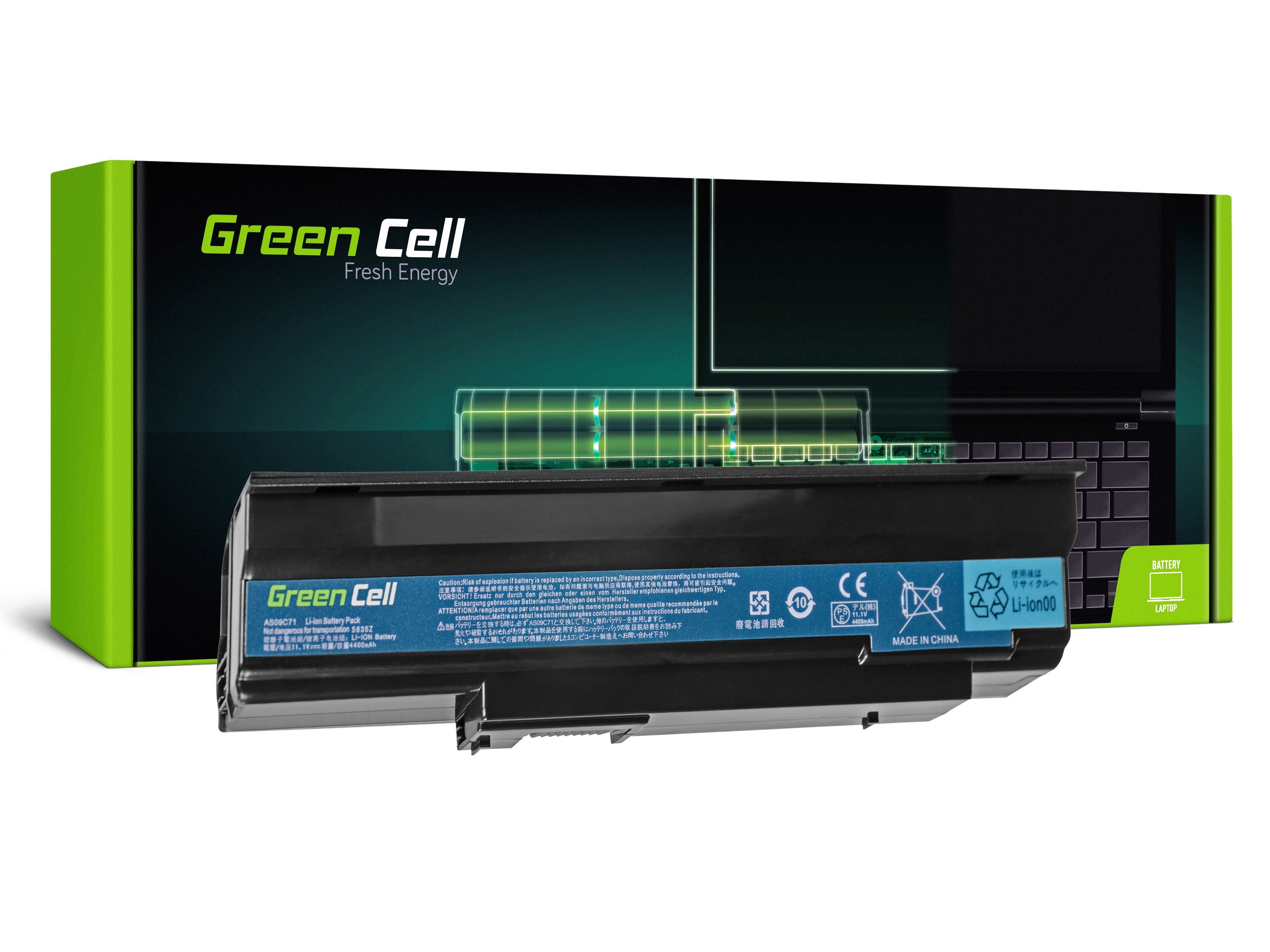 Green Cell Battery for Acer Extensa 5235 5635 5635Z 5635G 5635ZG / 11,1V 4400mAh