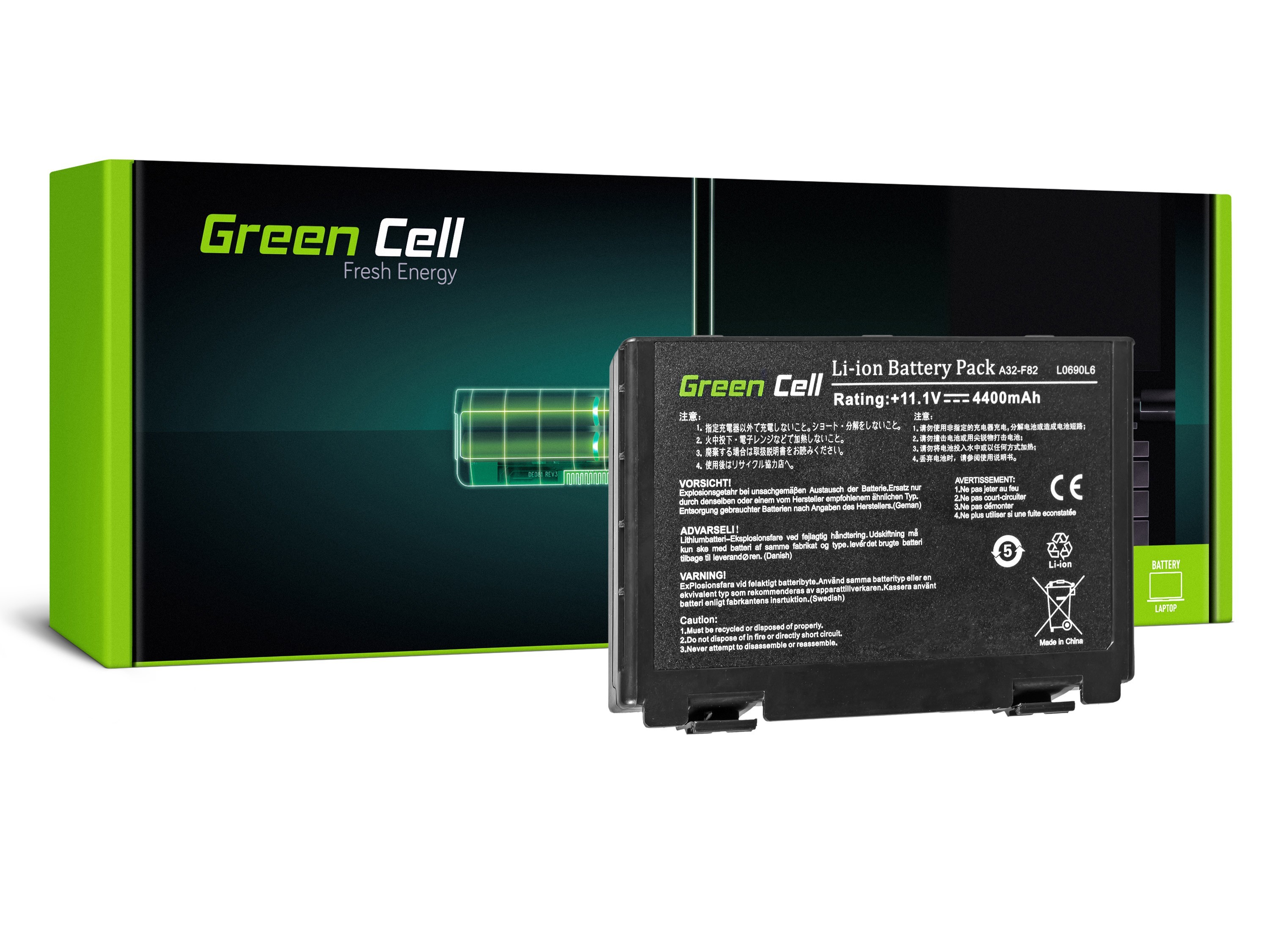 Green Cell Battery for Asus A32-F82 K40 K50 K60 K70 / 11,1V 4400mAh