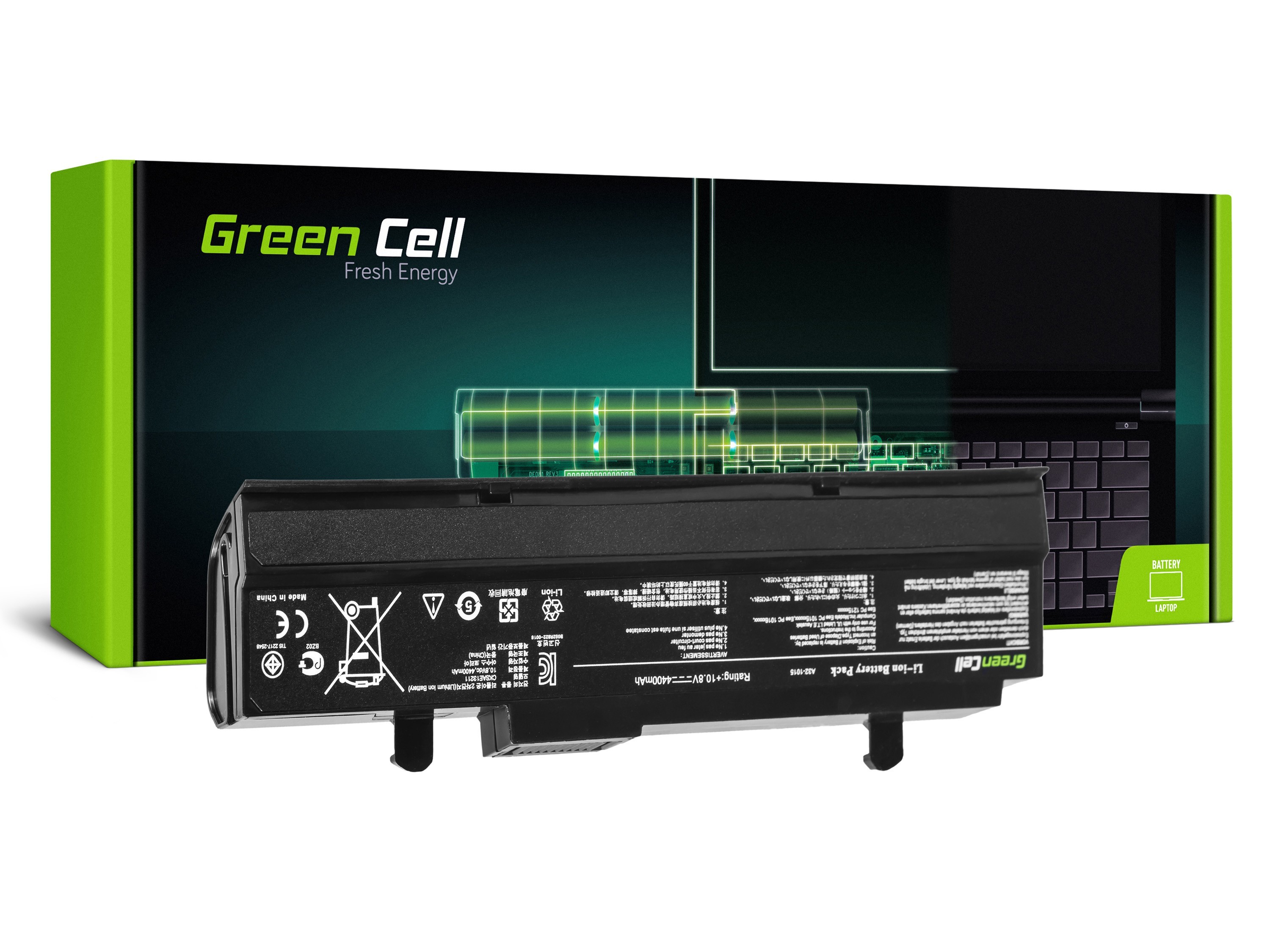 Green Cell Battery for Asus Eee-PC 1015 1215 1215N 1215B (black) / 11,1V 4400mAh