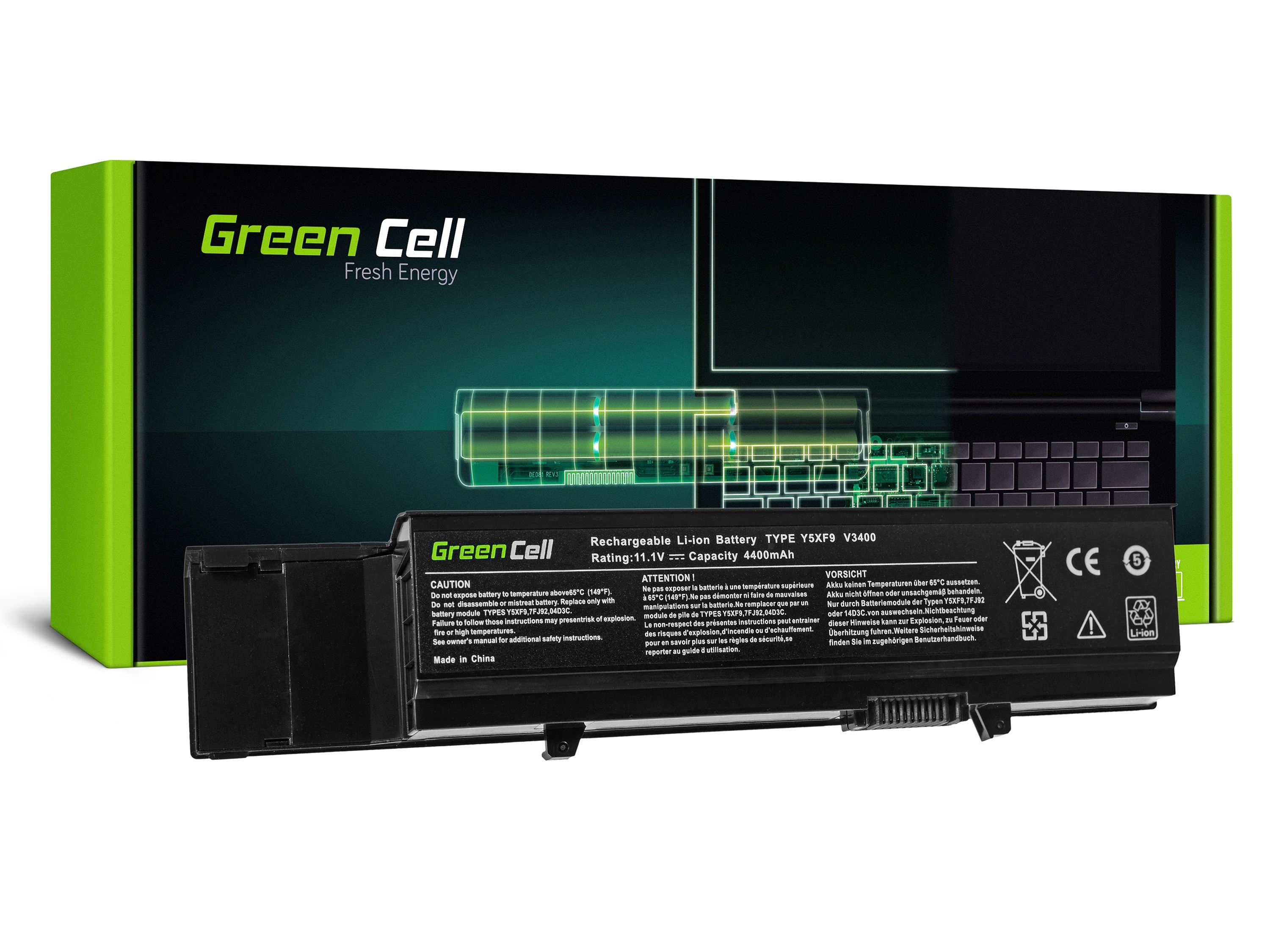 Green Cell Battery for Dell Vostro 3400 3500 3700 Precision M40 M50 / 11,1V 4400mAh