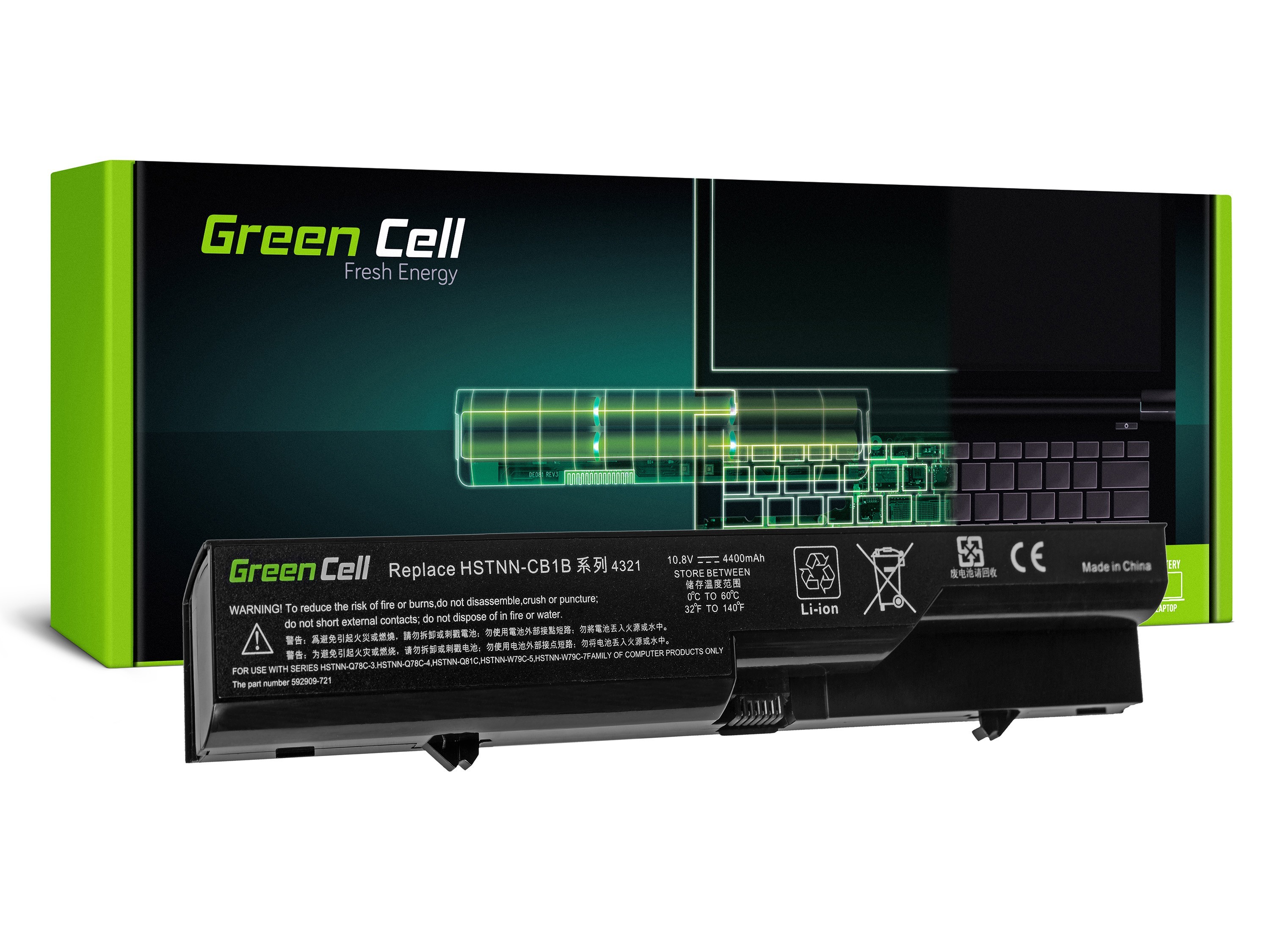 Green Cell Battery for HP ProBook 4320s 4520s 4525s / 11,1V 4400mAh