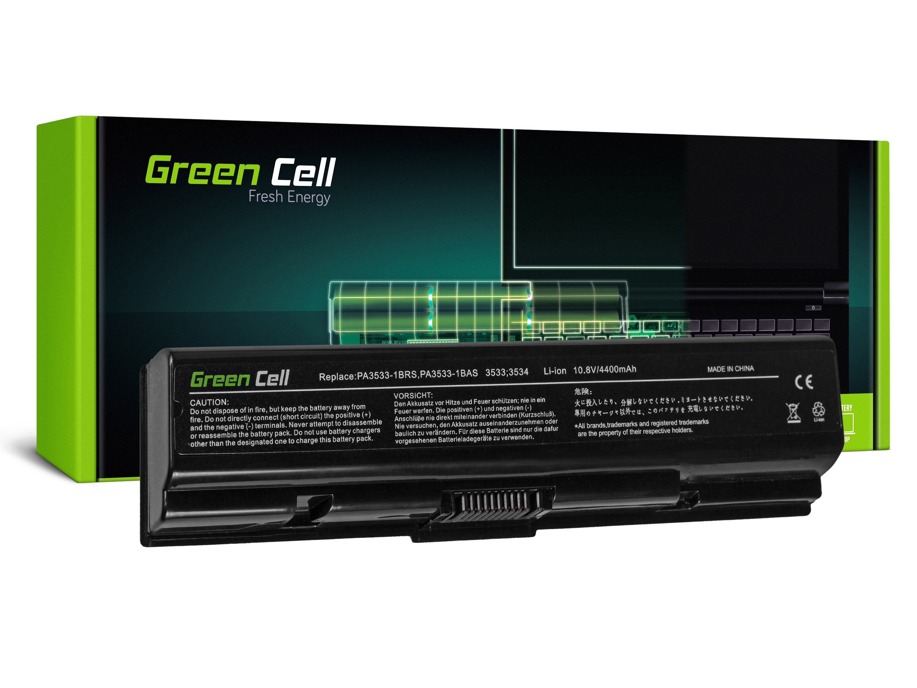 Green Cell Battery for Toshiba Satellite A200 A300 A500 L200 L300 L500 / 11,1V 4400mAh