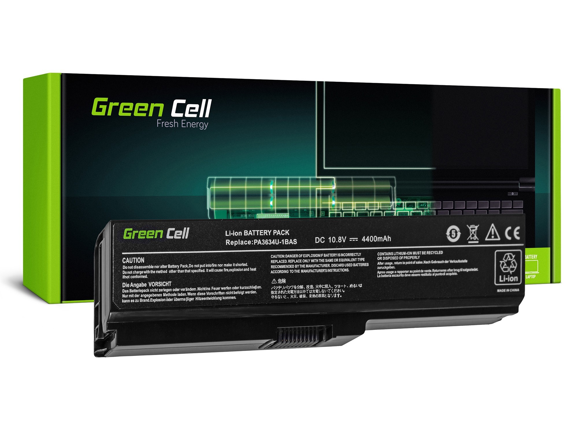 Green Cell Battery for Toshiba Satellite C650 C650D C660 C660D L650D L655 L750 PA3817U-1BRS / 11,1V 4400mAh