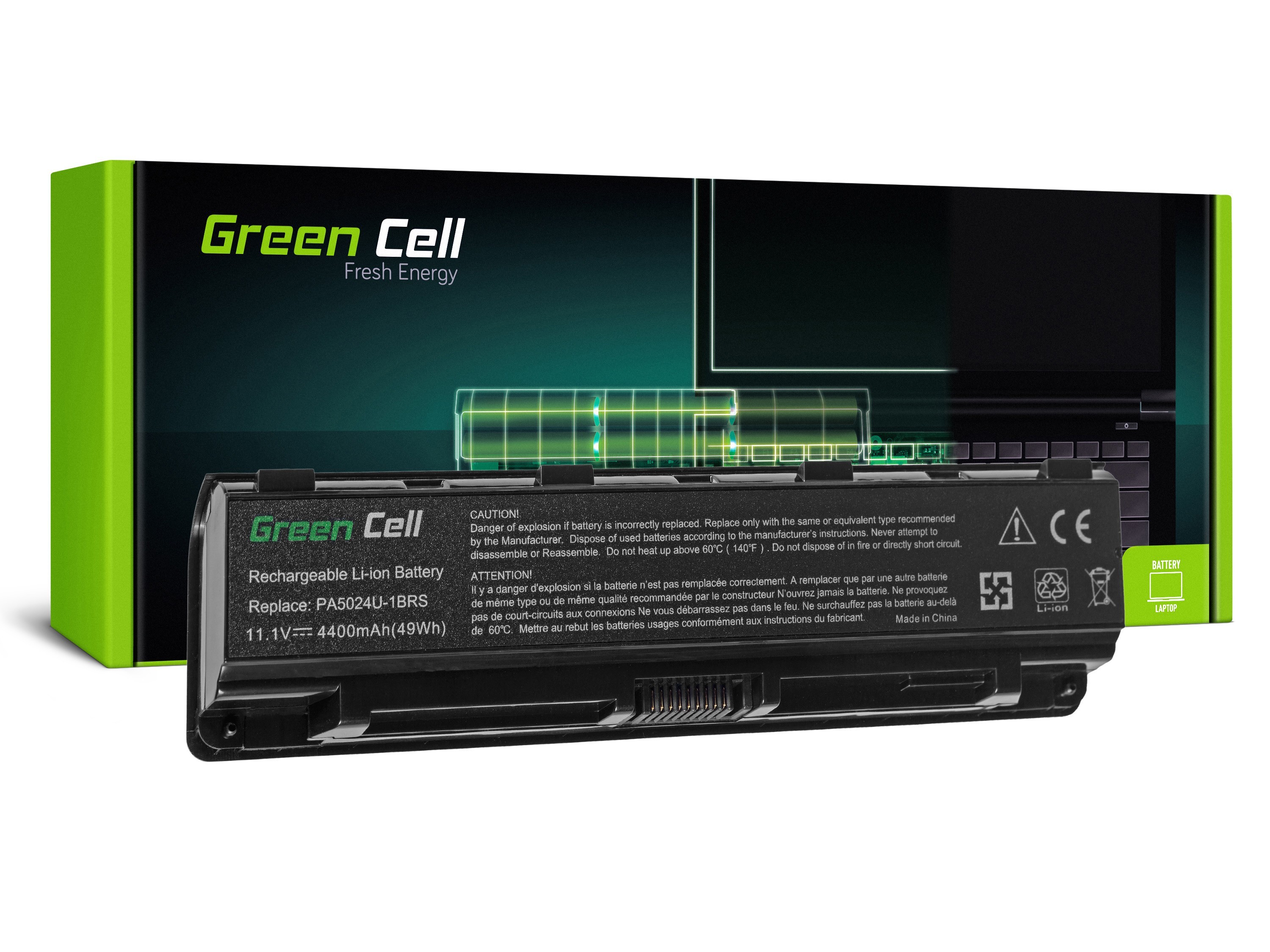 Green Cell Battery for Toshiba Satellite C850 C855 C870 L850 L855 PA5024U-1BRS / 11,1V 4400mAh