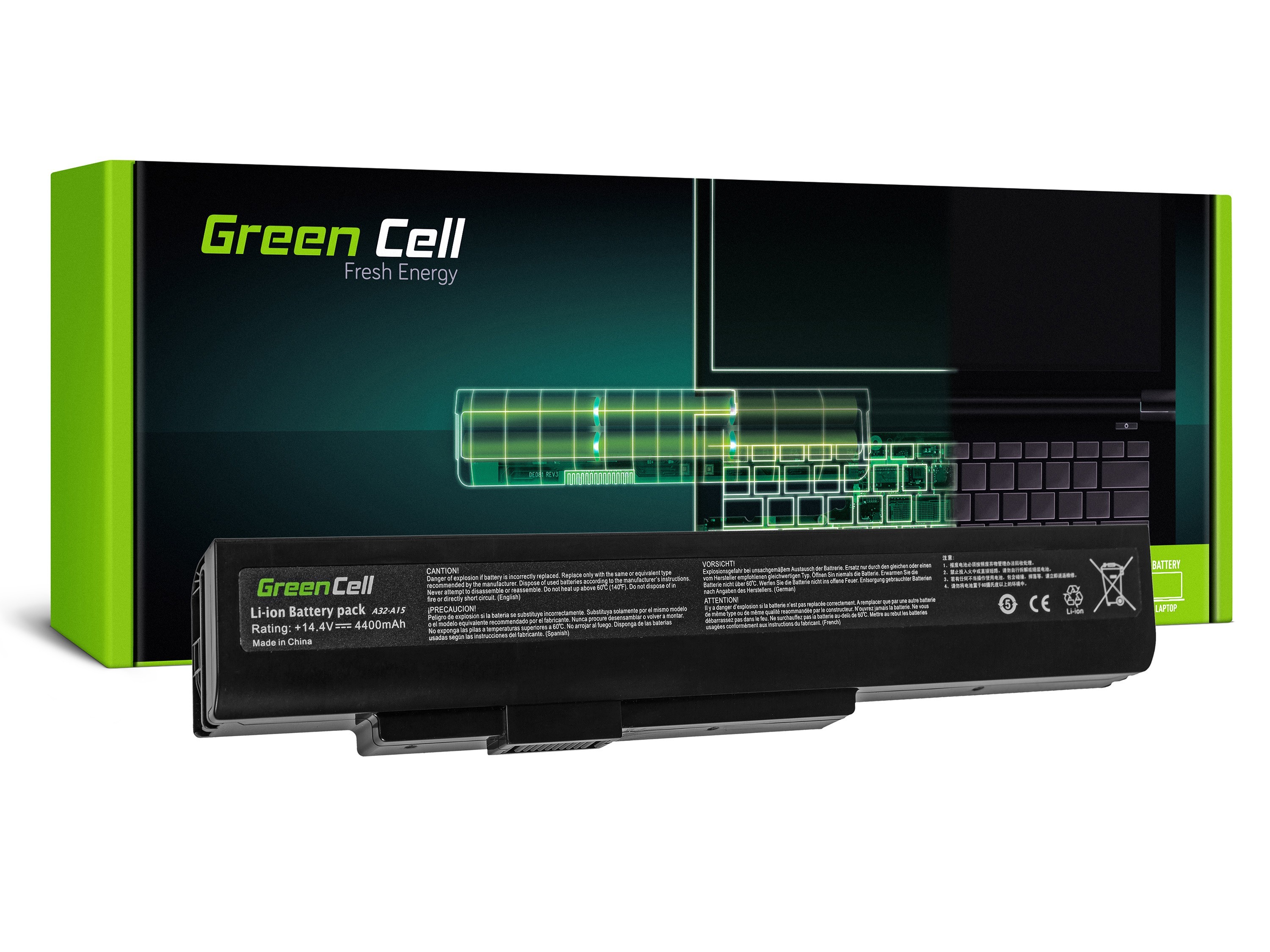 Green Cell Battery for MSI A6400 CR640 CX640 MS-16Y1 / 14,4V 4400mAh
