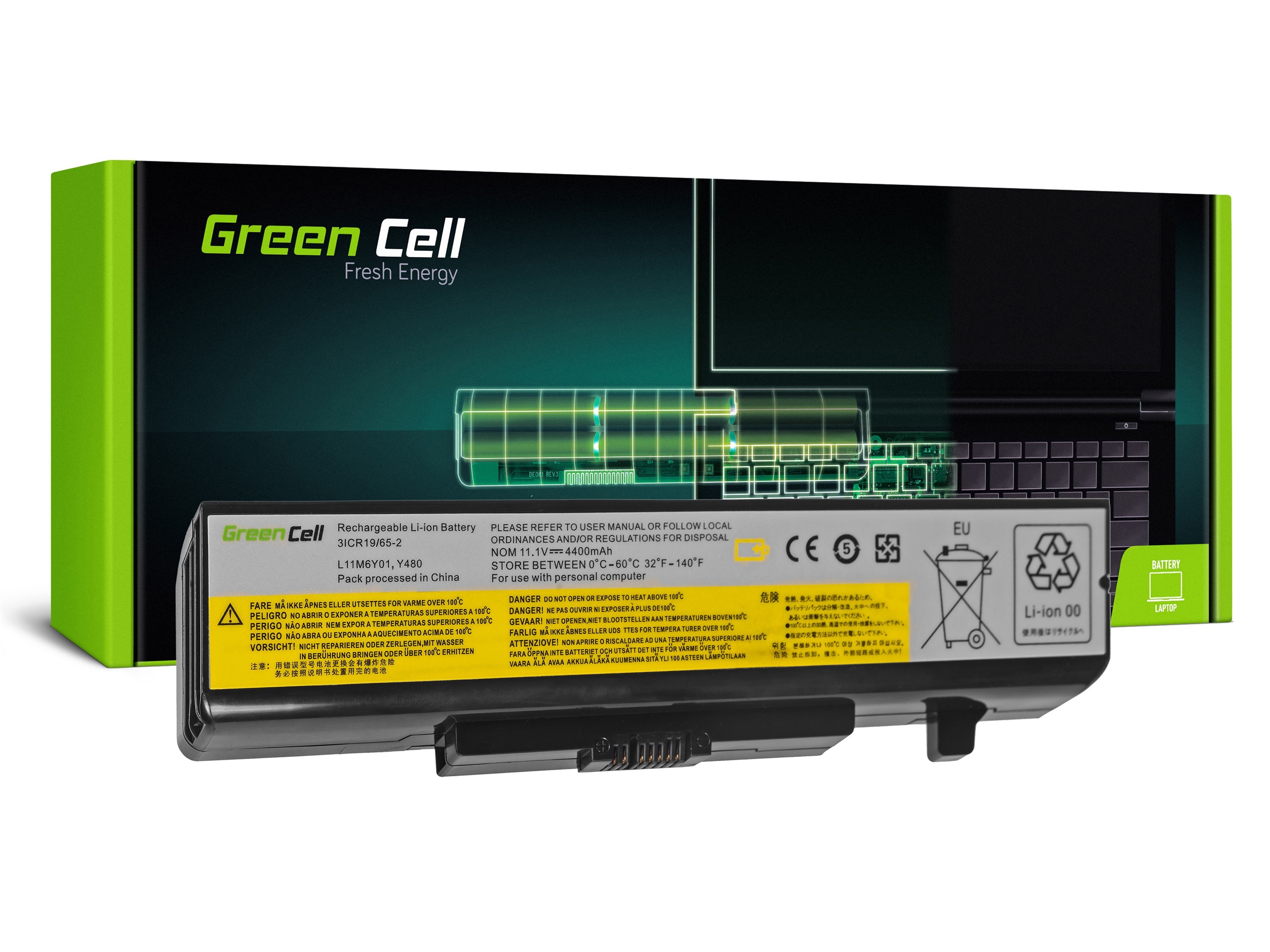 Green Cell Battery for Lenovo Y480 V480 Y580 / 11,1V 4400mAh