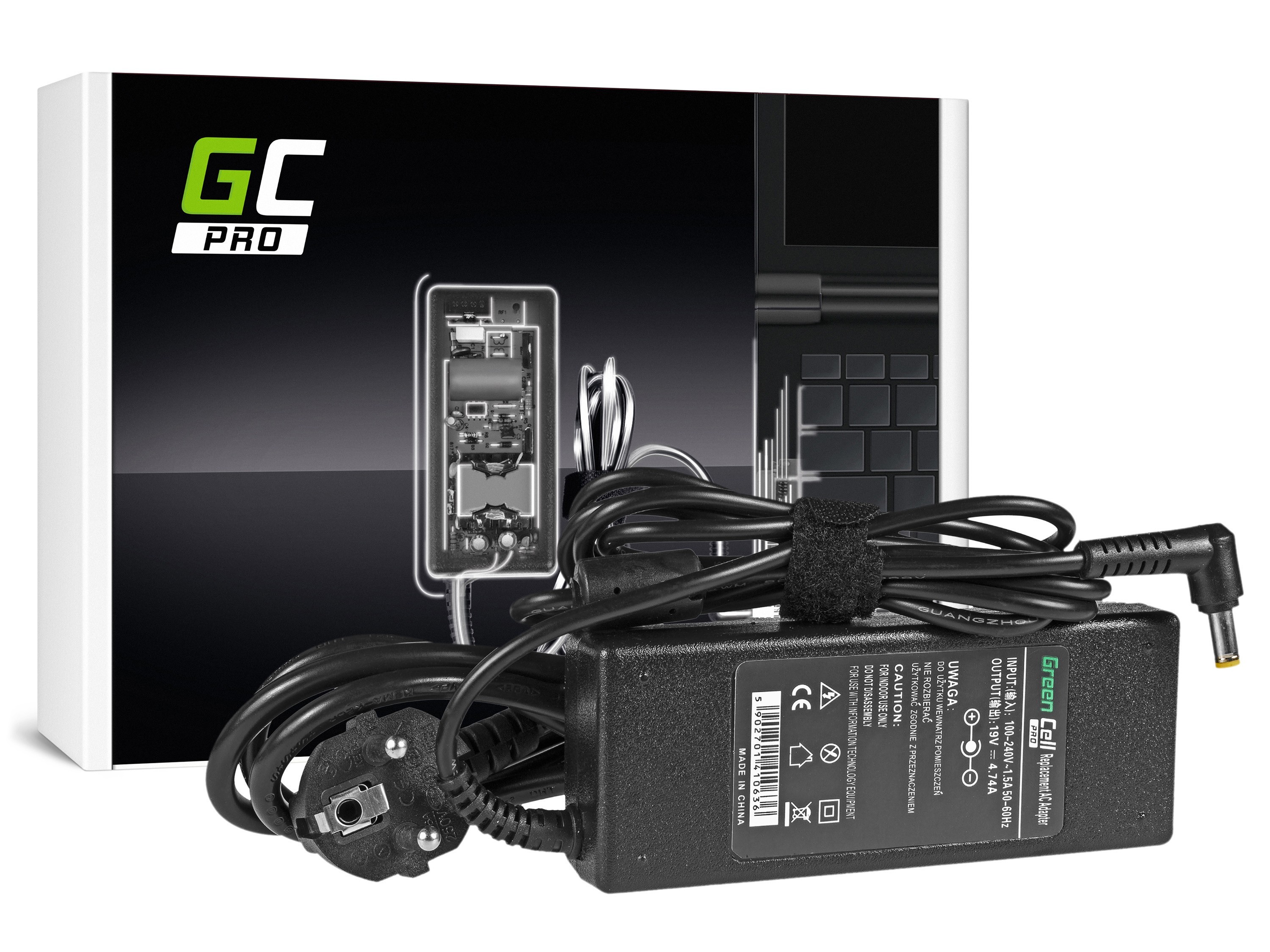 Green Cell PRO Charger | AC Adapter for Acer 90W / 19V 4,74A / 5.5mm-1.7mm