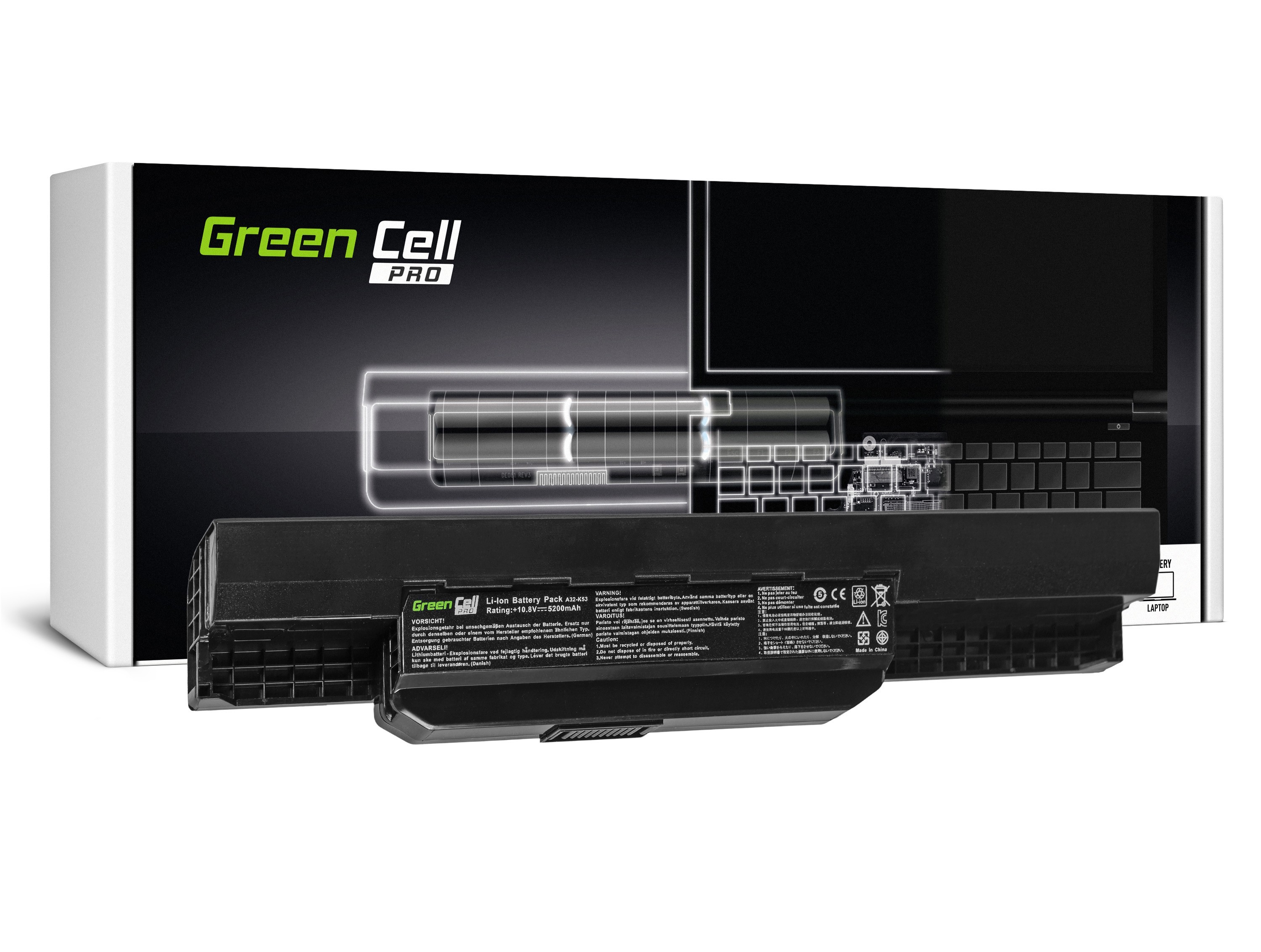 Green Cell PRO Battery for Asus A31-K53 X53S X53T K53E / 11,1V 5200mAh